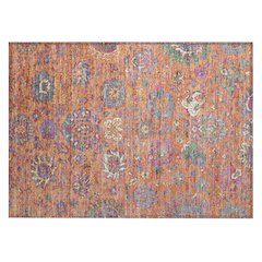 Machine Washable Indoor/Outdoor Chantille Orange 1'8" x 2'6" Rug