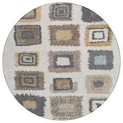 Machine Washable Indoor/Outdoor Chantille Ivory 8' x 8' Round Rug