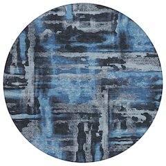 Machine Washable Indoor/Outdoor Chantille ACN2015 Black 8' x 8' Round Rug