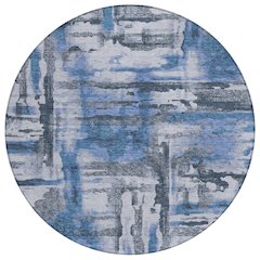 Machine Washable Indoor/Outdoor Chantille ACN2015 Blue 8' x 8' Round Rug
