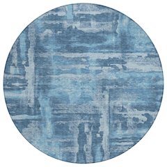 Machine Washable Indoor/Outdoor Chantille ACN2015 Denim 8' x 8' Round Rug