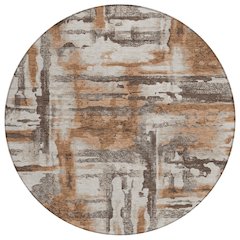 Machine Washable Indoor/Outdoor Chantille ACN2015 Paprika 8' x 8' Round Rug