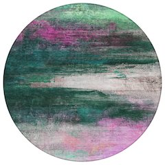 Machine Washable Indoor/Outdoor Chantille ACN2016 Green 8' x 8' Round Rug