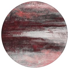 Machine Washable Indoor/Outdoor Chantille ACN2016 Merlot 8' x 8' Round Rug