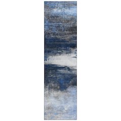 Machine Washable Indoor/Outdoor Chantille ACN2016 Navy 2'3" x 7'6" Runner Rug