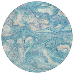 Machine Washable Indoor/Outdoor Chantille ACN2017 Teal 8' x 8' Round Rug