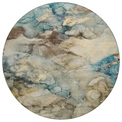 Machine Washable Indoor/Outdoor Chantille ACN2018 Brown 8' x 8' Round Rug
