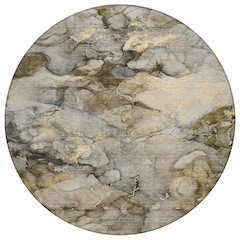 Machine Washable Indoor/Outdoor Chantille ACN2018 Pewter 8' x 8' Round Rug