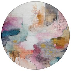 Machine Washable Indoor/Outdoor Chantille ACN2019 Blush 8' x 8' Round Rug