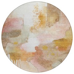 Machine Washable Indoor/Outdoor Chantille ACN2019 Mauve 8' x 8' Round Rug