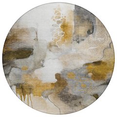 Machine Washable Indoor/Outdoor Chantille ACN2019 Mocha 8' x 8' Round Rug