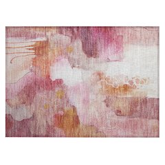 Machine Washable Indoor/Outdoor Chantille ACN2019 Pink 1'8" x 2'6" Rug