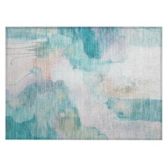 Machine Washable Indoor/Outdoor Chantille ACN2019 Turquoise 1'8" x 2'6" Rug