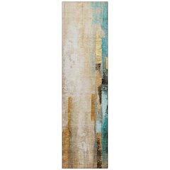 Machine Washable Indoor/Outdoor Chantille ACN2020 Beige 2'3" x 7'6" Runner Rug
