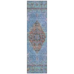 Machine Washable Indoor/Outdoor Chantille ACN2021 Blue 2'3" x 7'6" Runner Rug