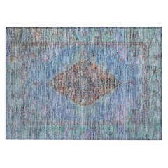 Machine Washable Indoor/Outdoor Chantille ACN2021 Blue 1'8" x 2'6" Rug