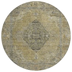 Machine Washable Indoor/Outdoor Chantille ACN2021 Khaki 8' x 8' Round Rug