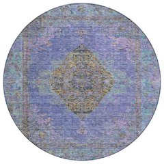 Machine Washable Indoor/Outdoor Chantille ACN2021 Purple 8' x 8' Round Rug