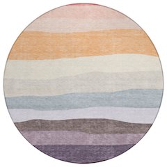 Machine Washable Indoor/Outdoor Chantille ACN2023 Orange 8' x 8' Round Rug