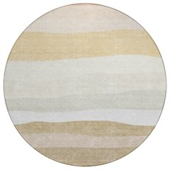Machine Washable Indoor/Outdoor Chantille ACN2023 Wheat 8' x 8' Round Rug