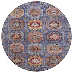 Machine Washable Indoor/Outdoor Chantille ACN2024 Denim 8' x 8' Round Rug