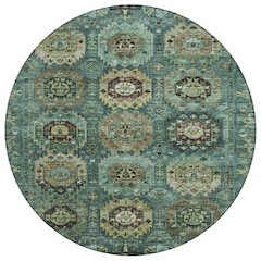 Machine Washable Indoor/Outdoor Chantille ACN2024 Teal 8' x 8' Round Rug