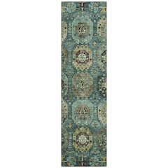 Machine Washable Indoor/Outdoor Chantille ACN2024 Teal 2'3" x 7'6" Runner Rug