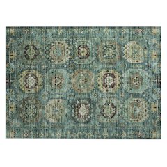 Machine Washable Indoor/Outdoor Chantille ACN2024 Teal 1'8" x 2'6" Rug