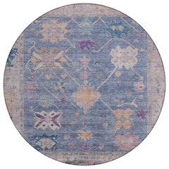 Machine Washable Indoor/Outdoor Chantille ACN2025 Blue 8' x 8' Round Rug