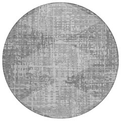 Machine Washable Indoor/Outdoor Chantille ACN2026 Gray 8' x 8' Round Rug