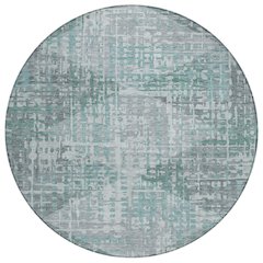 Machine Washable Indoor/Outdoor Chantille ACN2026 Teal 8' x 8' Round Rug