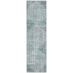 Machine Washable Indoor/Outdoor Chantille ACN2026 Teal 2'3" x 7'6" Runner Rug