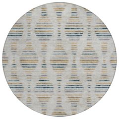 Machine Washable Indoor/Outdoor Chantille ACN2027 Linen 8' x 8' Round Rug