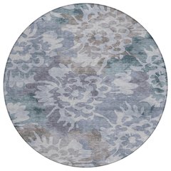 Machine Washable Indoor/Outdoor Chantille ACN2028 Blue 8' x 8' Round Rug