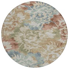 Machine Washable Indoor/Outdoor Chantille ACN2028 Paprika 8' x 8' Round Rug