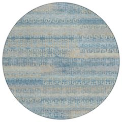 Machine Washable Indoor/Outdoor Chantille ACN2029 Teal 8' x 8' Round Rug