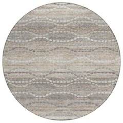 Machine Washable Indoor/Outdoor Chantille ACN2030 Beige 8' x 8' Round Rug