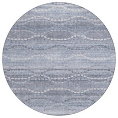 Machine Washable Indoor/Outdoor Chantille ACN2030 Blue 8' x 8' Round Rug