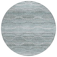 Machine Washable Indoor/Outdoor Chantille ACN2030 Teal 8' x 8' Round Rug