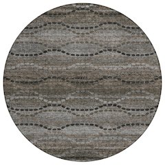 Machine Washable Indoor/Outdoor Chantille ACN2031 Chocolate 8' x 8' Round Rug