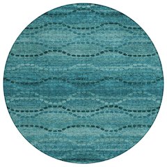 Machine Washable Indoor/Outdoor Chantille ACN2031 Turquoise 8' x 8' Round Rug