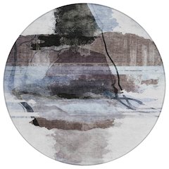 Machine Washable Indoor/Outdoor Chantille ACN2033 Brown 8' x 8' Round Rug