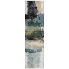 Machine Washable Indoor/Outdoor Chantille ACN2033 Green 2'3" x 7'6" Runner Rug