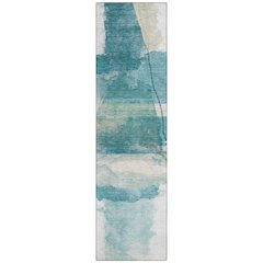 Machine Washable Indoor/Outdoor Chantille ACN2033 Teal 2'3" x 7'6" Runner Rug