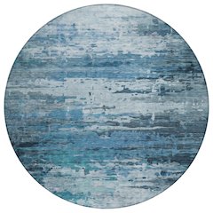Machine Washable Indoor/Outdoor Chantille ACN2034 Blue 8' x 8' Round Rug