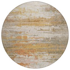 Machine Washable Indoor/Outdoor Chantille ACN2034 Khaki 8' x 8' Round Rug