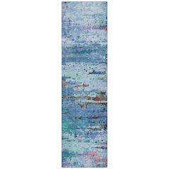 Machine Washable Indoor/Outdoor Chantille ACN2035 Blue 2'3" x 7'6" Runner Rug