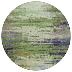 Machine Washable Indoor/Outdoor Chantille ACN2035 Green 8' x 8' Round Rug