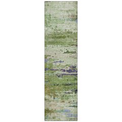 Machine Washable Indoor/Outdoor Chantille ACN2035 Green 2'3" x 7'6" Runner Rug