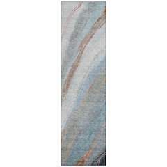 Machine Washable Indoor/Outdoor Chantille ACN2036 Blue 2'3" x 7'6" Runner Rug
